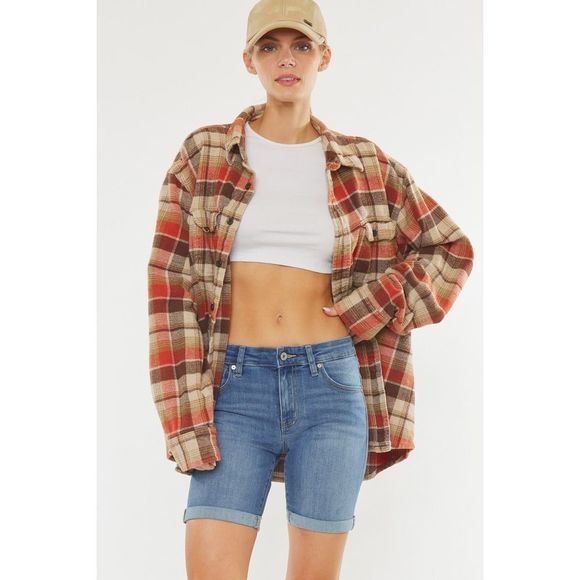 KanCan Pants - KANCAN size M KANDIE MID RISE BERMUDA DENIM SHORTS